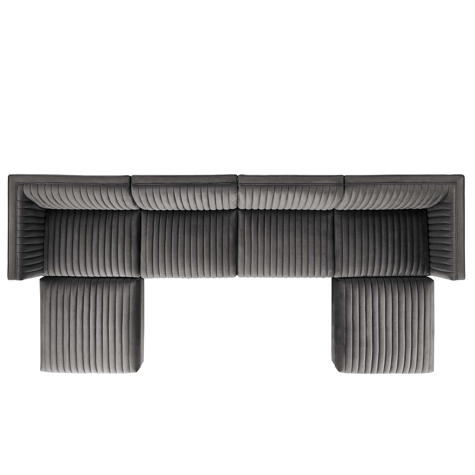 Sanguine 6-Piece Channel Tufted Performance Velvet Modular Sectional Sofa by Modway