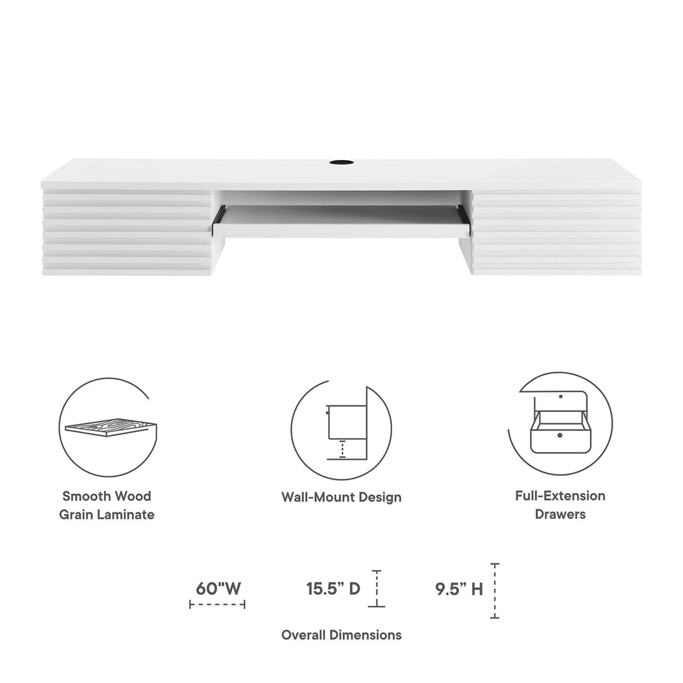 Render Wall Mount Wood Office Desk by Modway