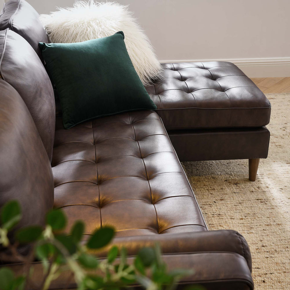 Valour 78" Leather Apartment Sectional Sofa by Modway