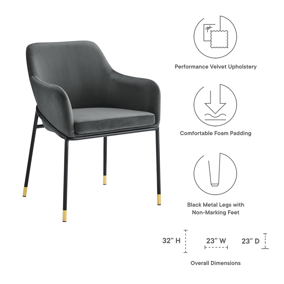 Jovi Performance Velvet Dining Armchair Set of 2 by Modway