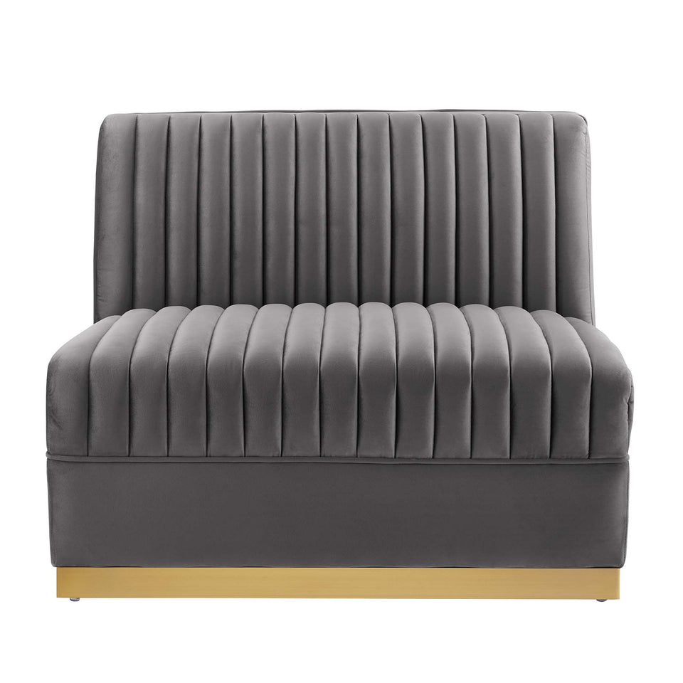 Sanguine Channel Tufted Performance Velvet Modular Sectional Sofa Armless Chair by Modway