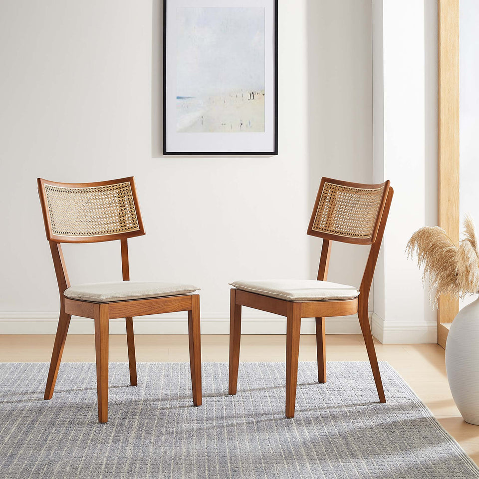Caledonia Fabric Upholstered Wood Dining Chair Set of 2 by Modway