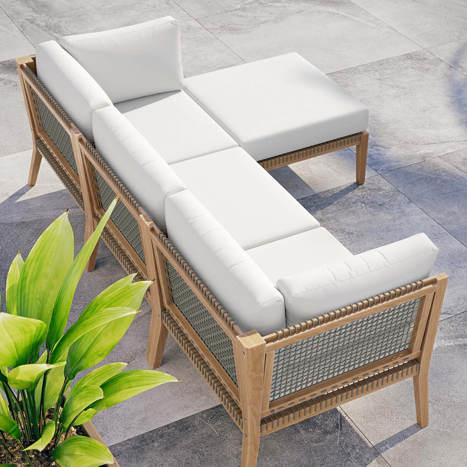 Clearwater 4-Piece Outdoor Patio Teak Wood Sectional Sofa by Modway