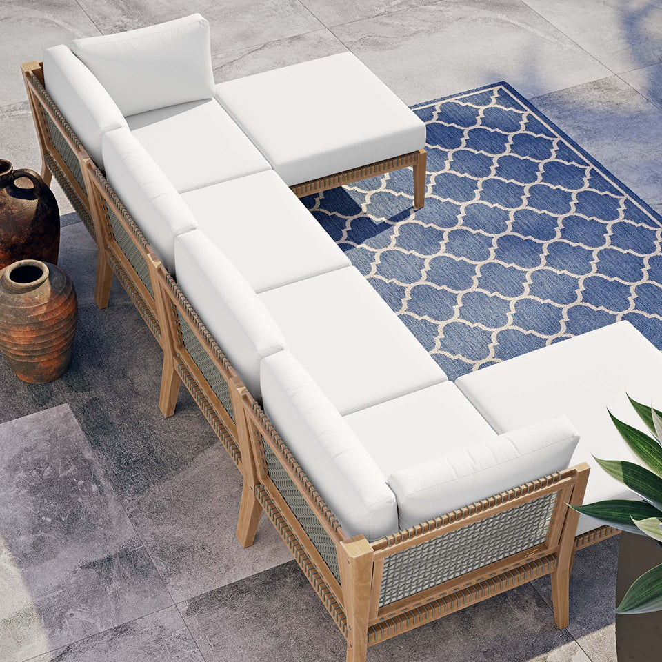 Clearwater 6-Piece Outdoor Patio Teak Wood Sectional Sofa by Modway