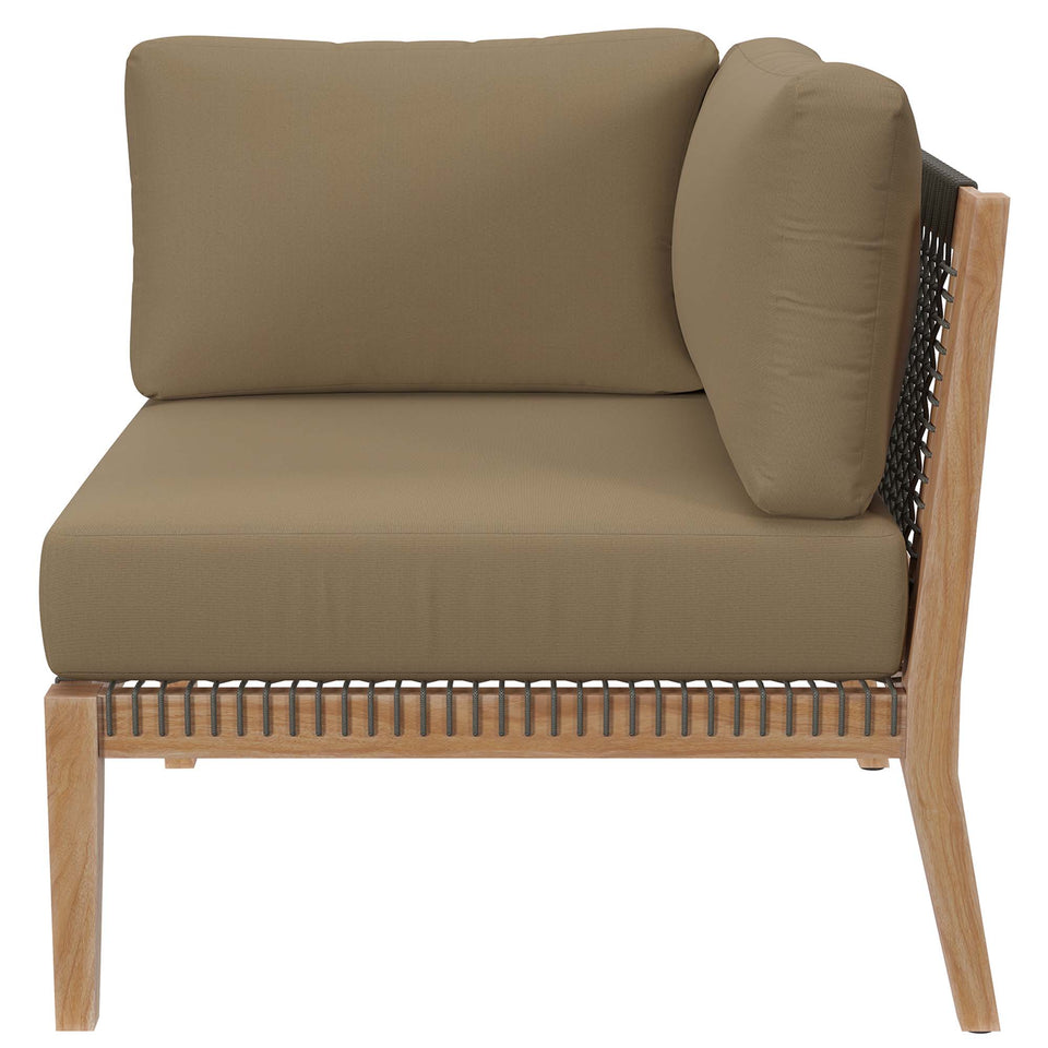 Clearwater 5-Piece Outdoor Patio Teak Wood Sectional Sofa by Modway