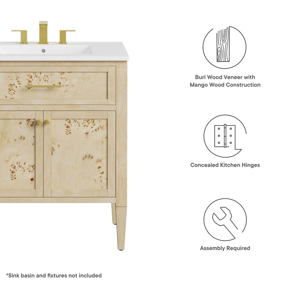 Elysian 30" Bathroom Vanity Cabinet (Sink Basin Not Included) by Modway