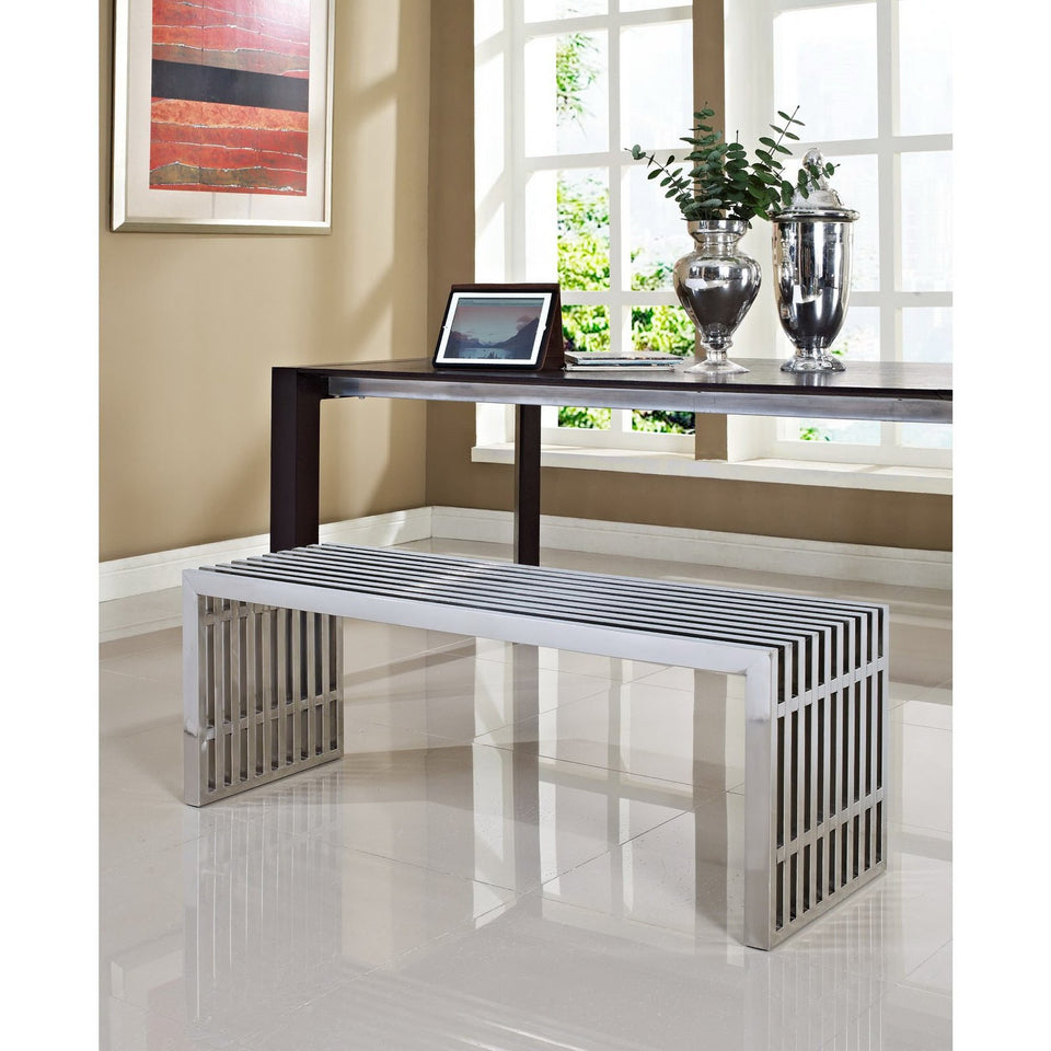 Gridiron Medium Stainless Steel Bench by Modway