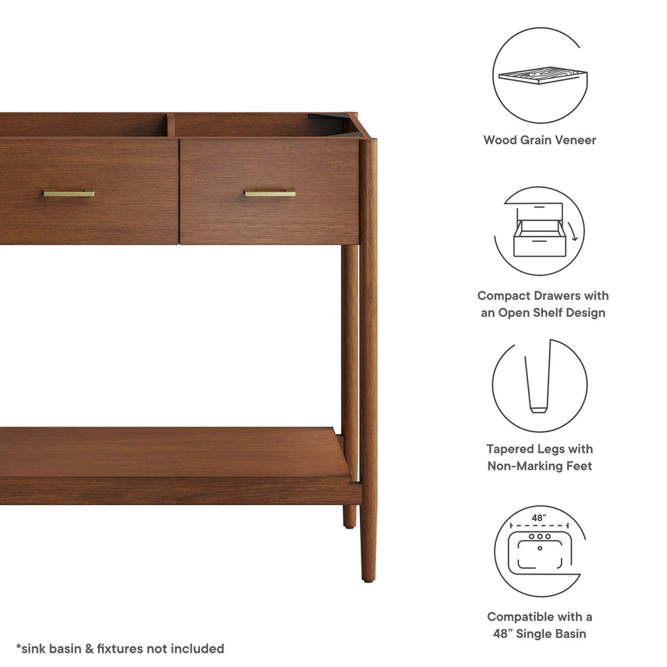 Zaire 48" Single Sink Compatible Bathroom Vanity Cabinet (Sink Basin Not Included) by Modway
