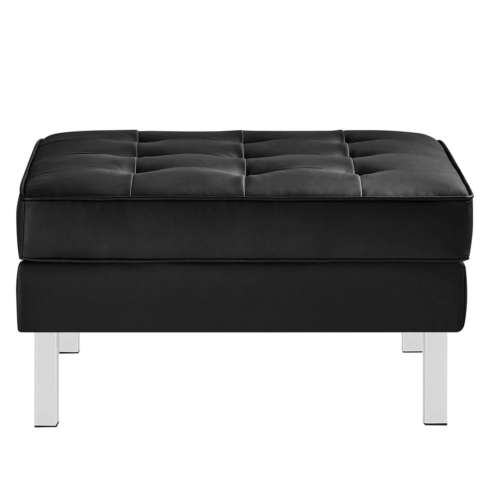 Loft Tufted Vegan Leather Armchair and Ottoman Set by Modway