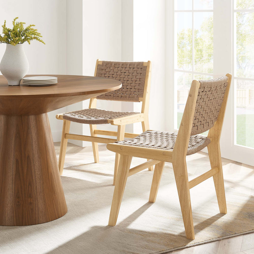 Saoirse Woven Rope Wood Dining Side Chair Set of 2 by Modway