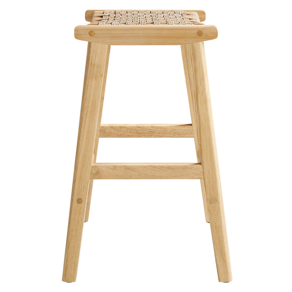 Saoirse Woven Rope Wood Counter Stool Set of 2 by Modway