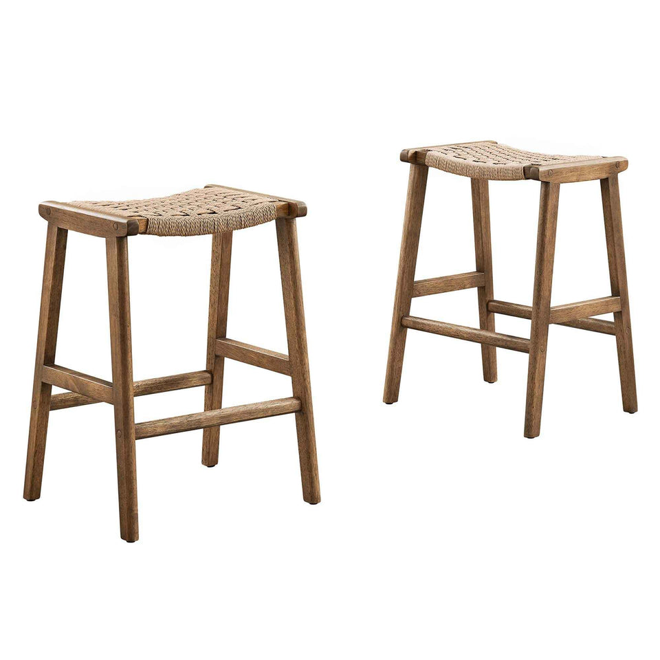 Saoirse Woven Rope Wood Counter Stool Set of 2