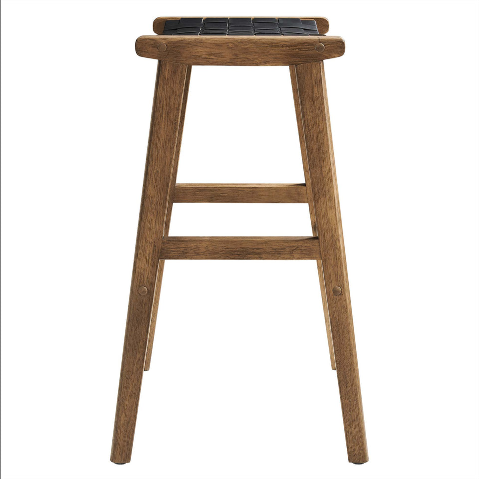 Saoirse Leather Wood Bar Stool Set of 2 by Modway