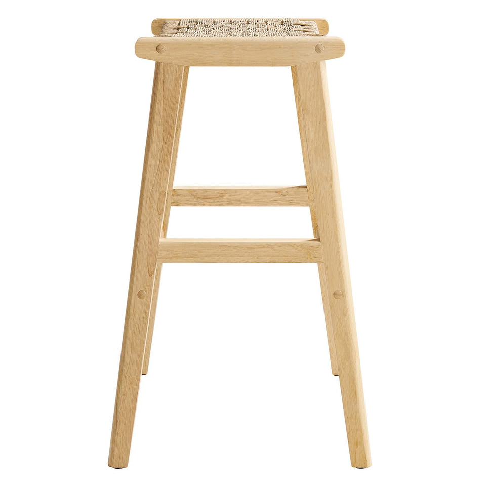 Saoirse Woven Rope Wood Bar Stool Set of 2 by Modway