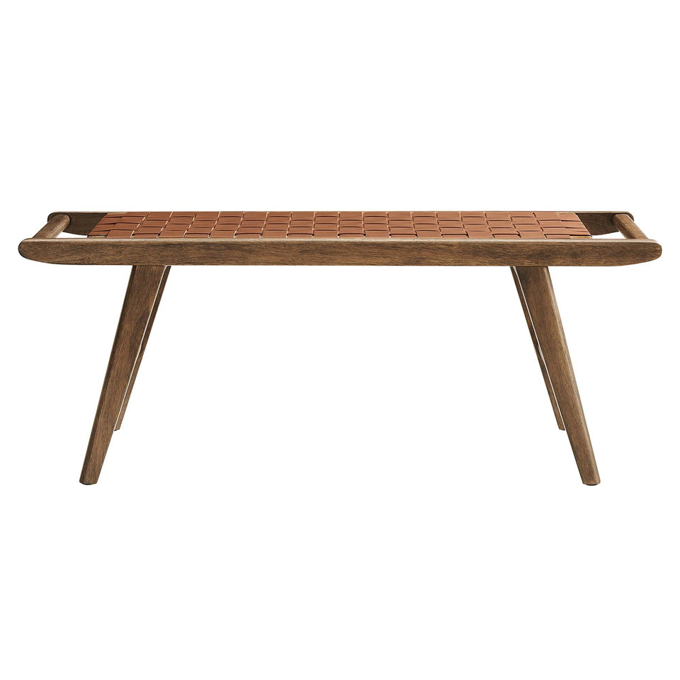 Saoirse 47" Faux Leather Wood Bench by Modway