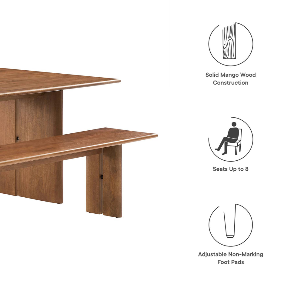 Amistad 86" Wood Dining Table and Bench Set by Modway