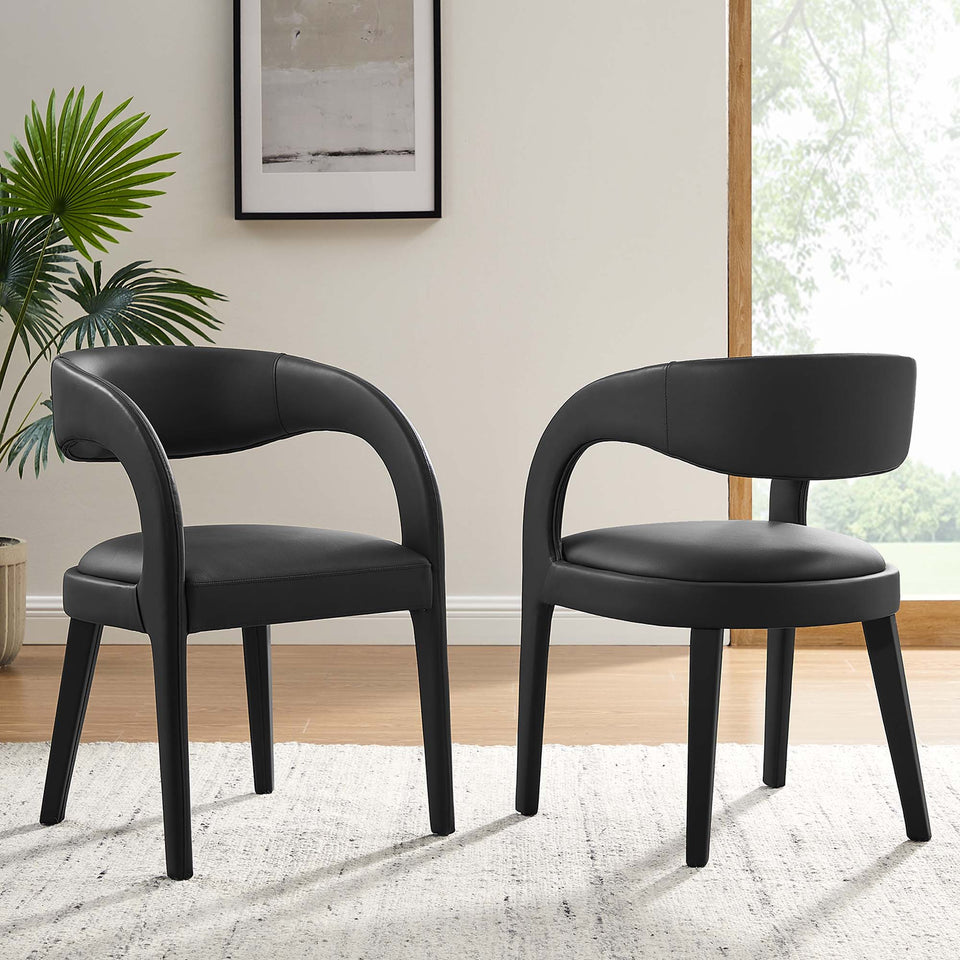 Pinnacle Vegan Leather Dining Chair Set of 2 by Modway