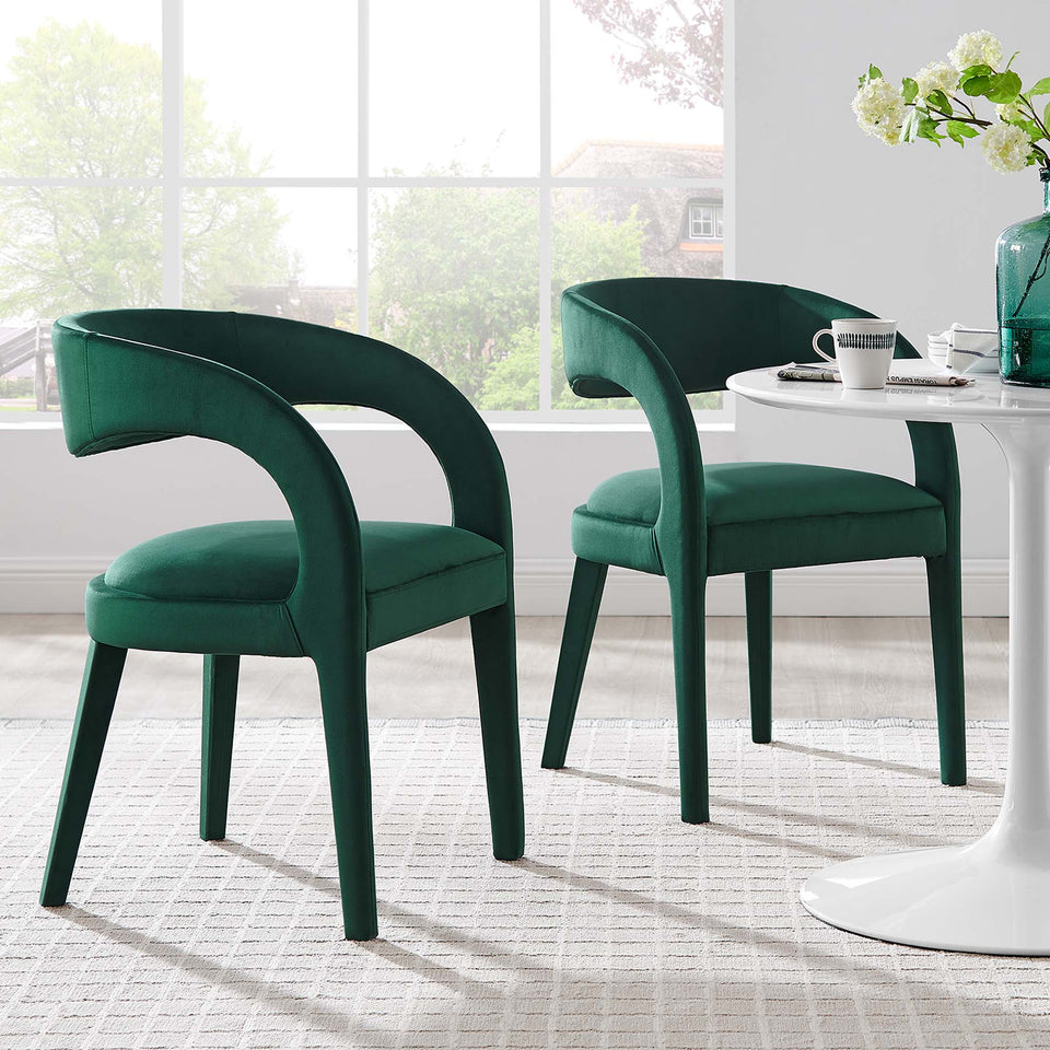 Pinnacle Performance Velvet Dining Chair Set of 2 by Modway