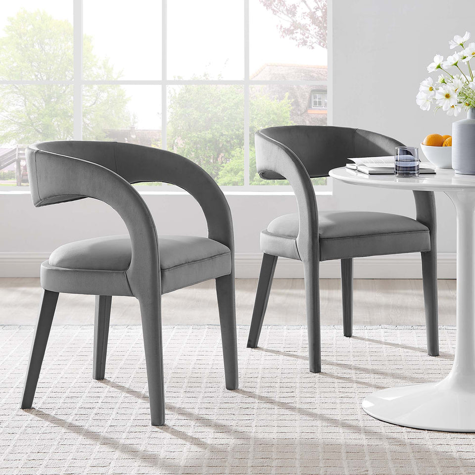 Pinnacle Performance Velvet Dining Chair Set of 2 by Modway