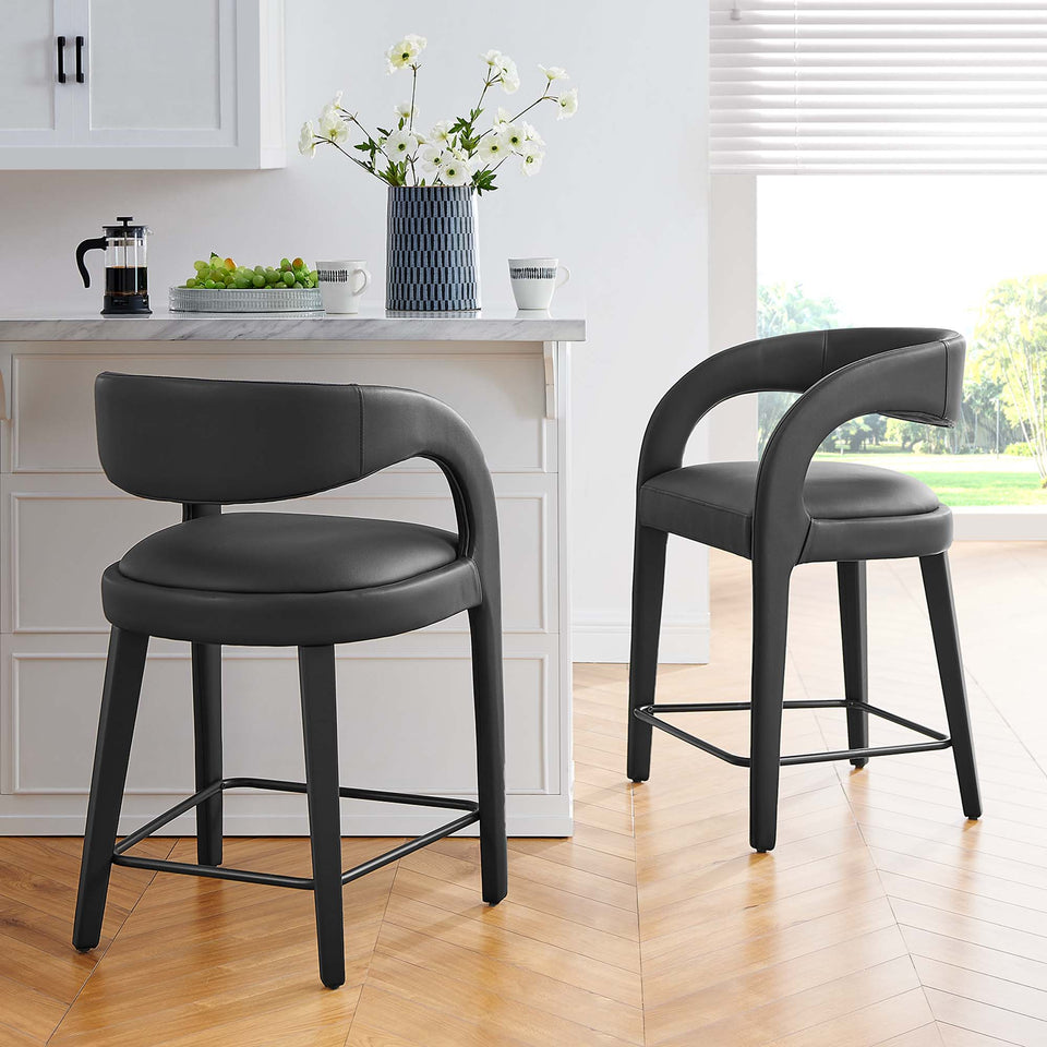 Pinnacle Vegan Leather Counter Stool Set of 2 by Modway