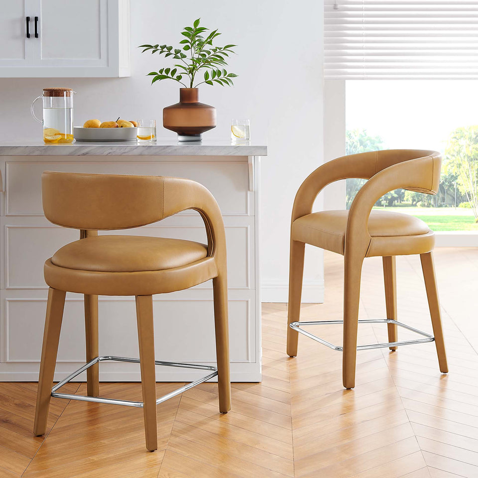 Pinnacle Vegan Leather Counter Stool Set of 2 by Modway