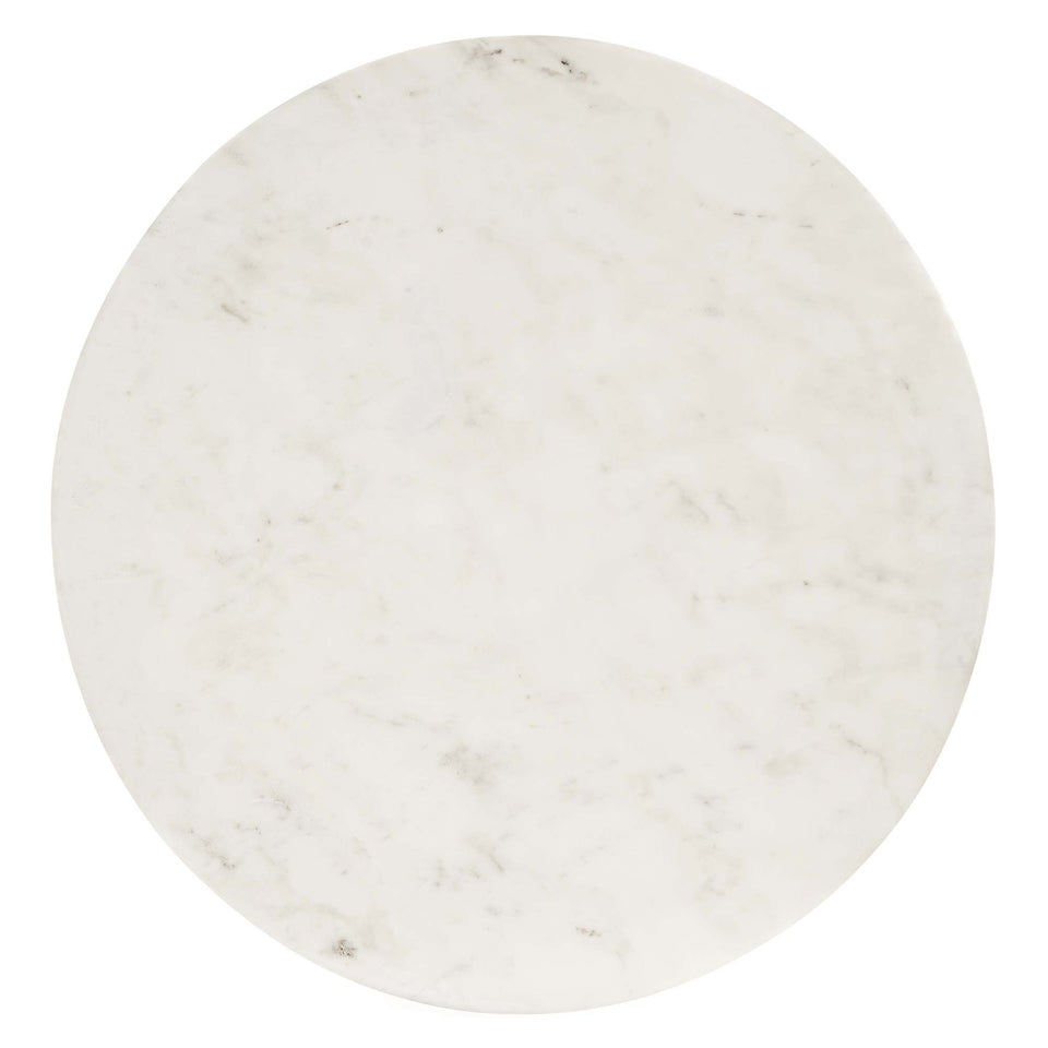 Viva Round White Marble Side Table by Modway