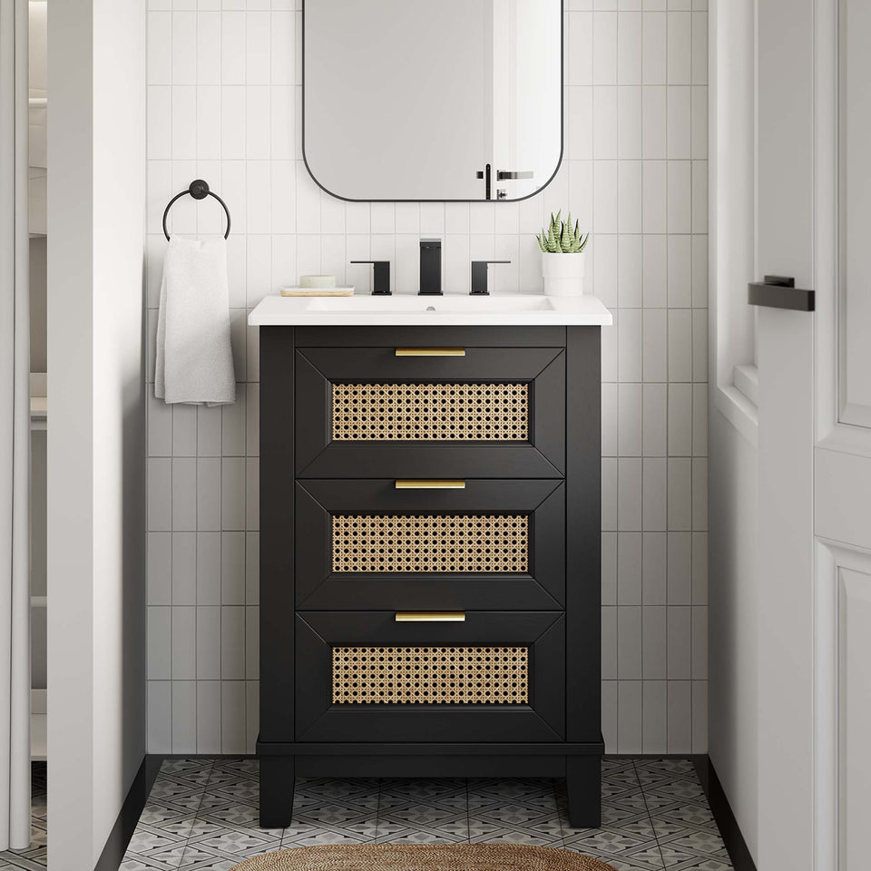 Dixie 24" Solid Wood Bathroom Vanity Cabinet (Sink Basin Not Included) by Modway