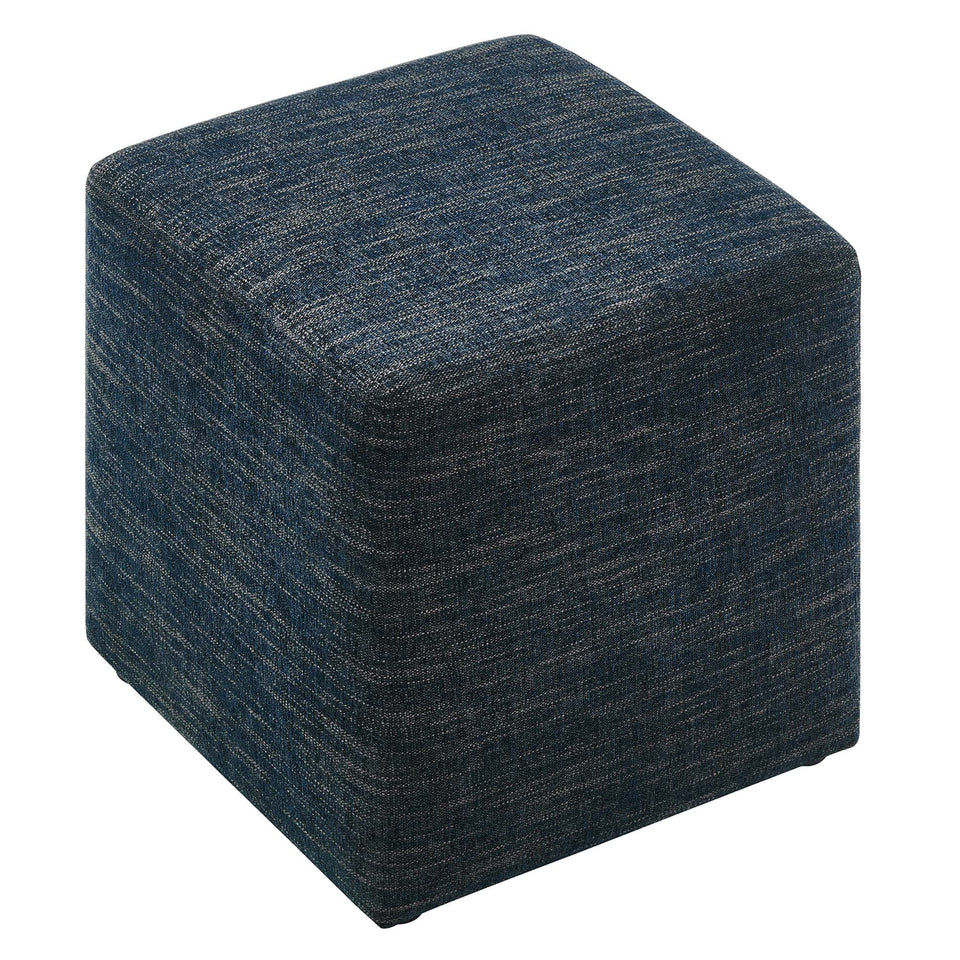 Callum 17" Square Woven Heathered Fabric Upholstered Ottoman by Modway
