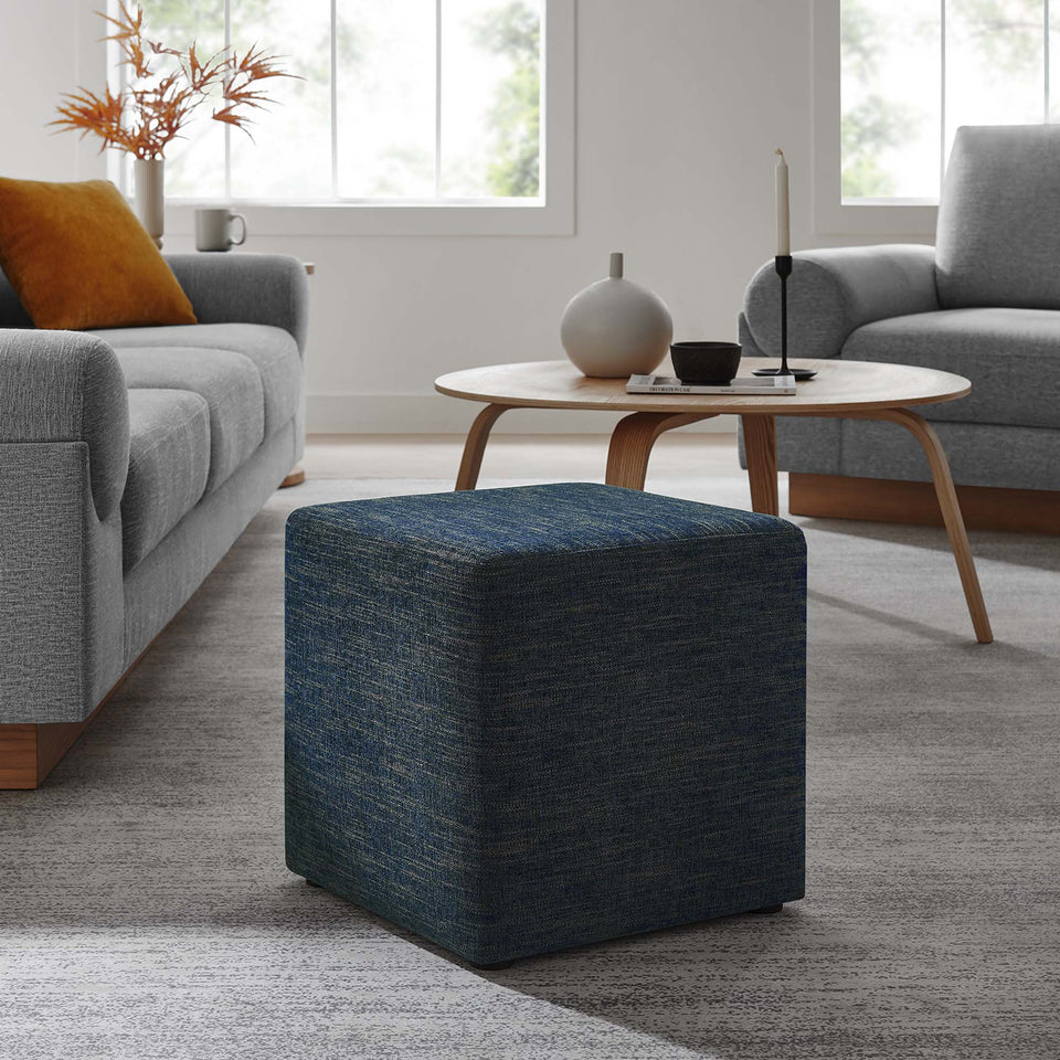 Callum 17" Square Woven Heathered Fabric Upholstered Ottoman by Modway