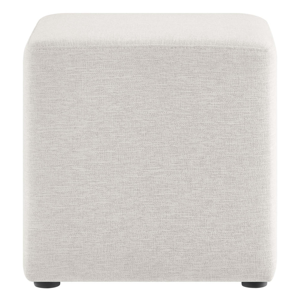 Callum 17" Square Woven Heathered Fabric Upholstered Ottoman by Modway