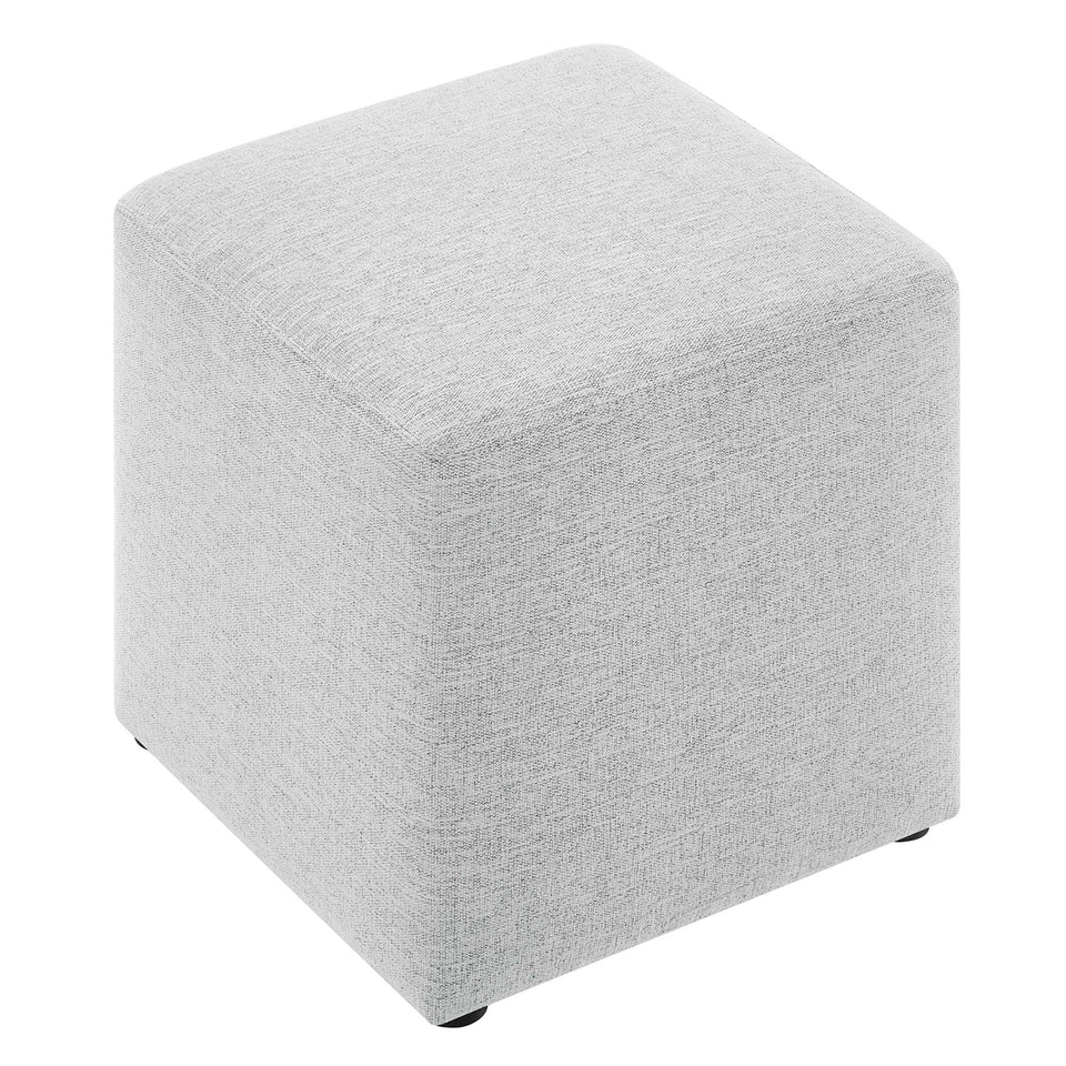 Callum 17" Square Woven Heathered Fabric Upholstered Ottoman by Modway