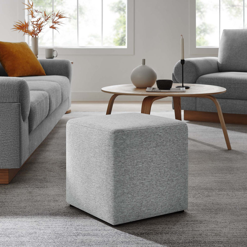 Callum 17" Square Woven Heathered Fabric Upholstered Ottoman by Modway