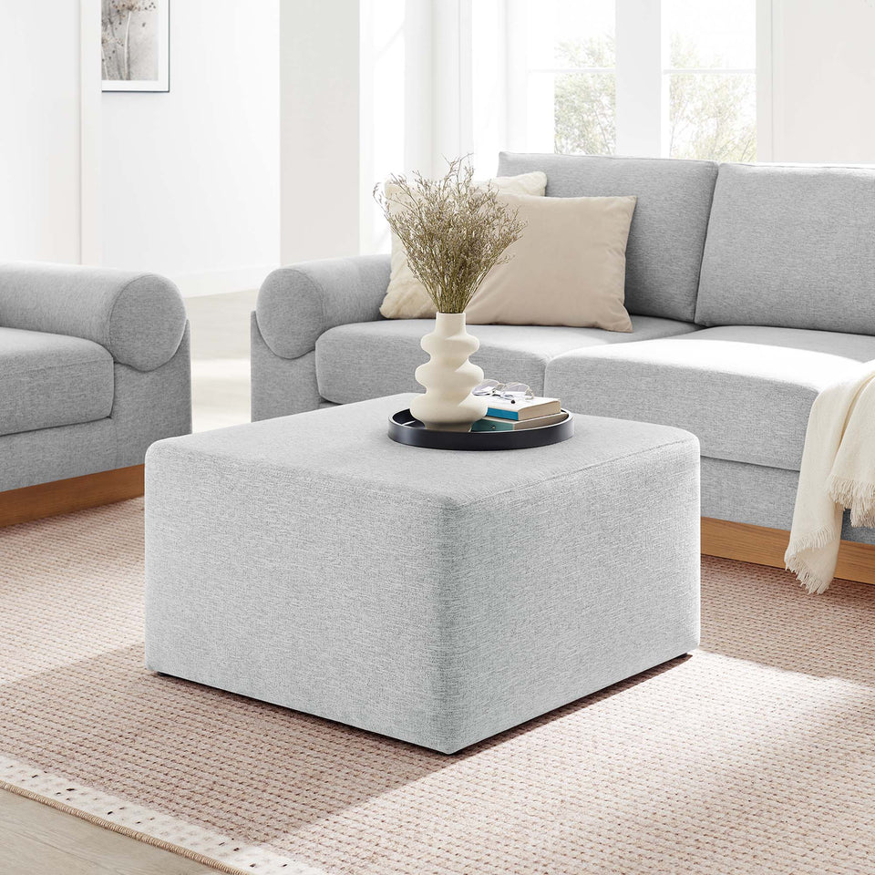 Callum Large 28" Square Woven Heathered Fabric Upholstered Ottoman by Modway