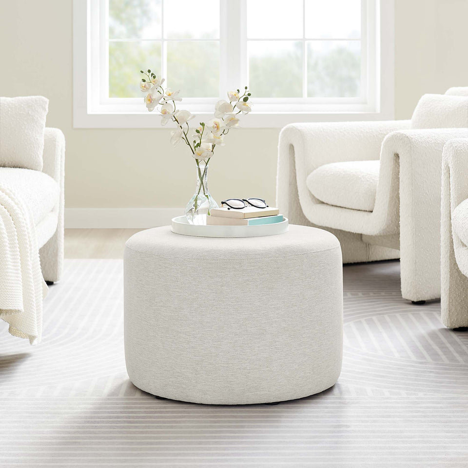 Callum Large 23" Round Woven Heathered Fabric Upholstered Ottoman by Modway