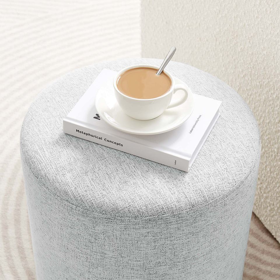 Callum 16" Round Woven Heathered Fabric Upholstered Ottoman by Modway