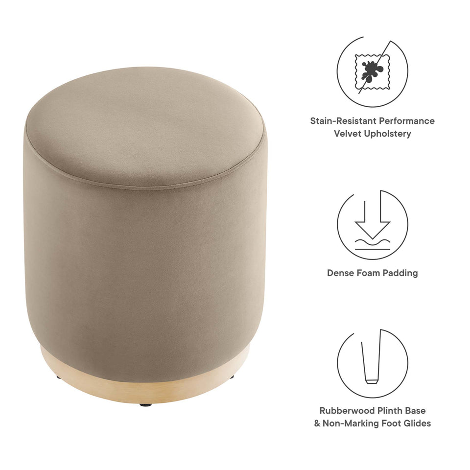Tilden 16" Round Performance Velvet Upholstered Ottoman by Modway