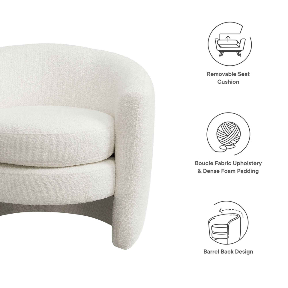 Affinity Upholstered Boucle Fabric Curved Back Armchair