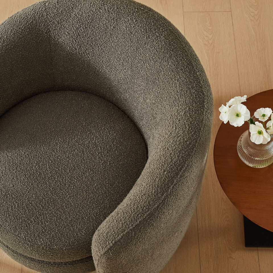 Affinity Upholstered Boucle Fabric Curved Back Armchair by Modway