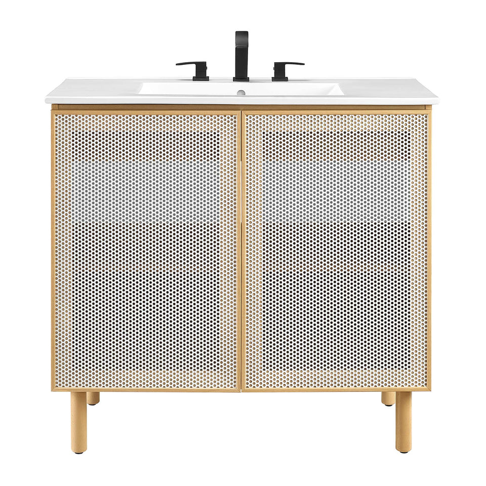 Calla 36" Perforated Metal Bathroom Vanity by Modway