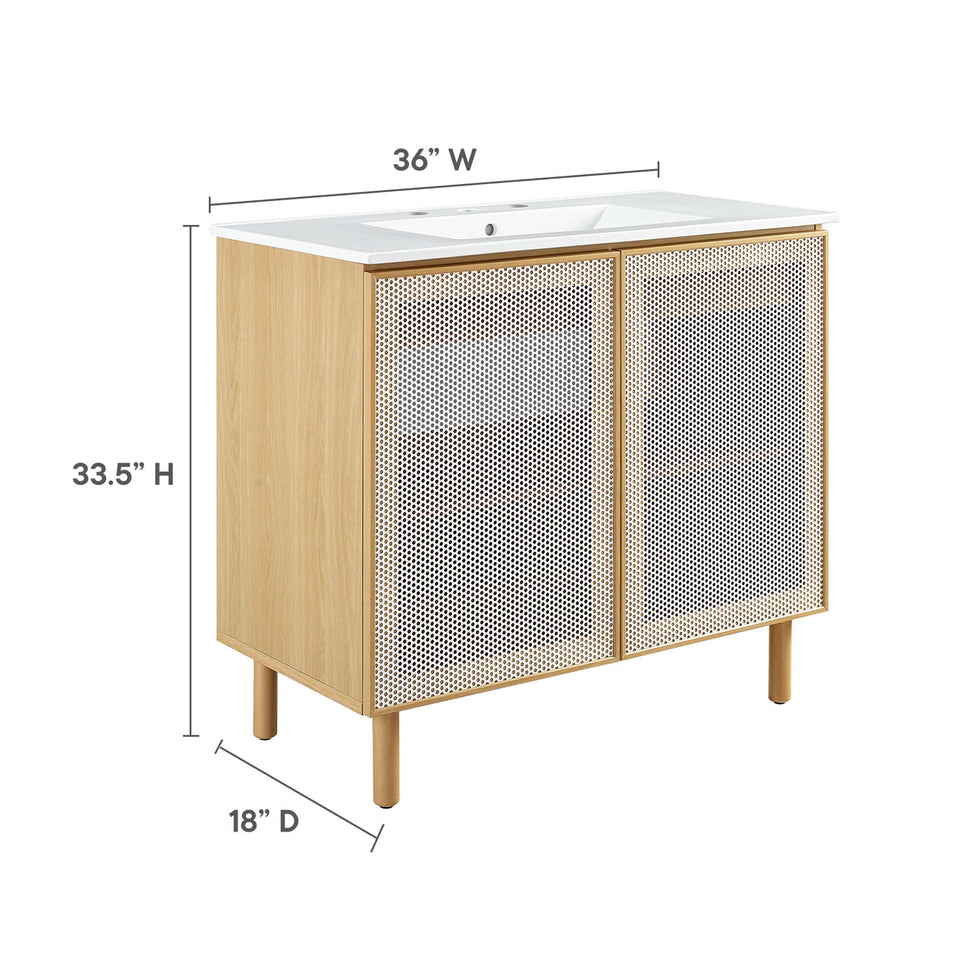 Calla 36" Perforated Metal Bathroom Vanity by Modway