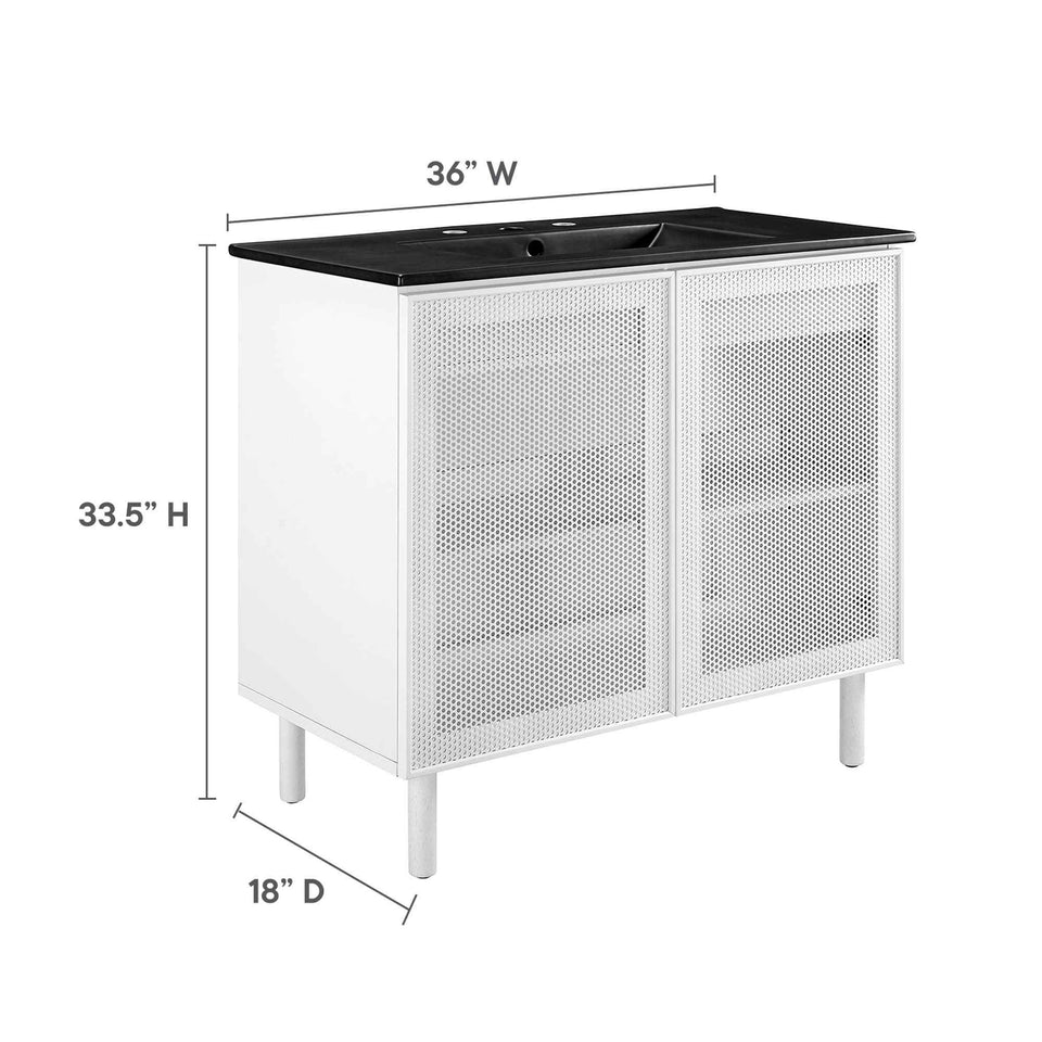 Calla 36" Perforated Metal Bathroom Vanity by Modway