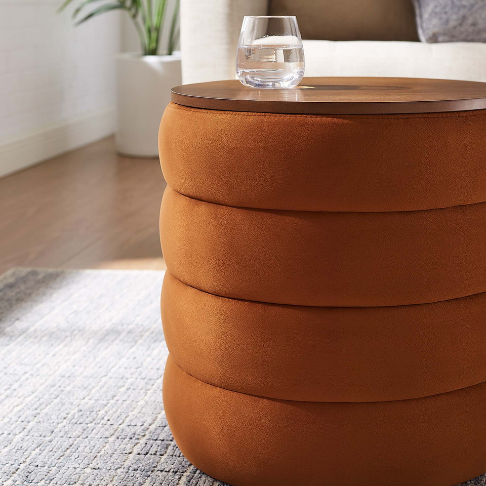 Mezzo Round Performance Velvet Storage Ottoman by Modway