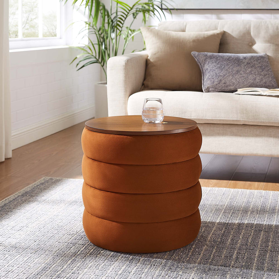 Mezzo Round Performance Velvet Storage Ottoman by Modway