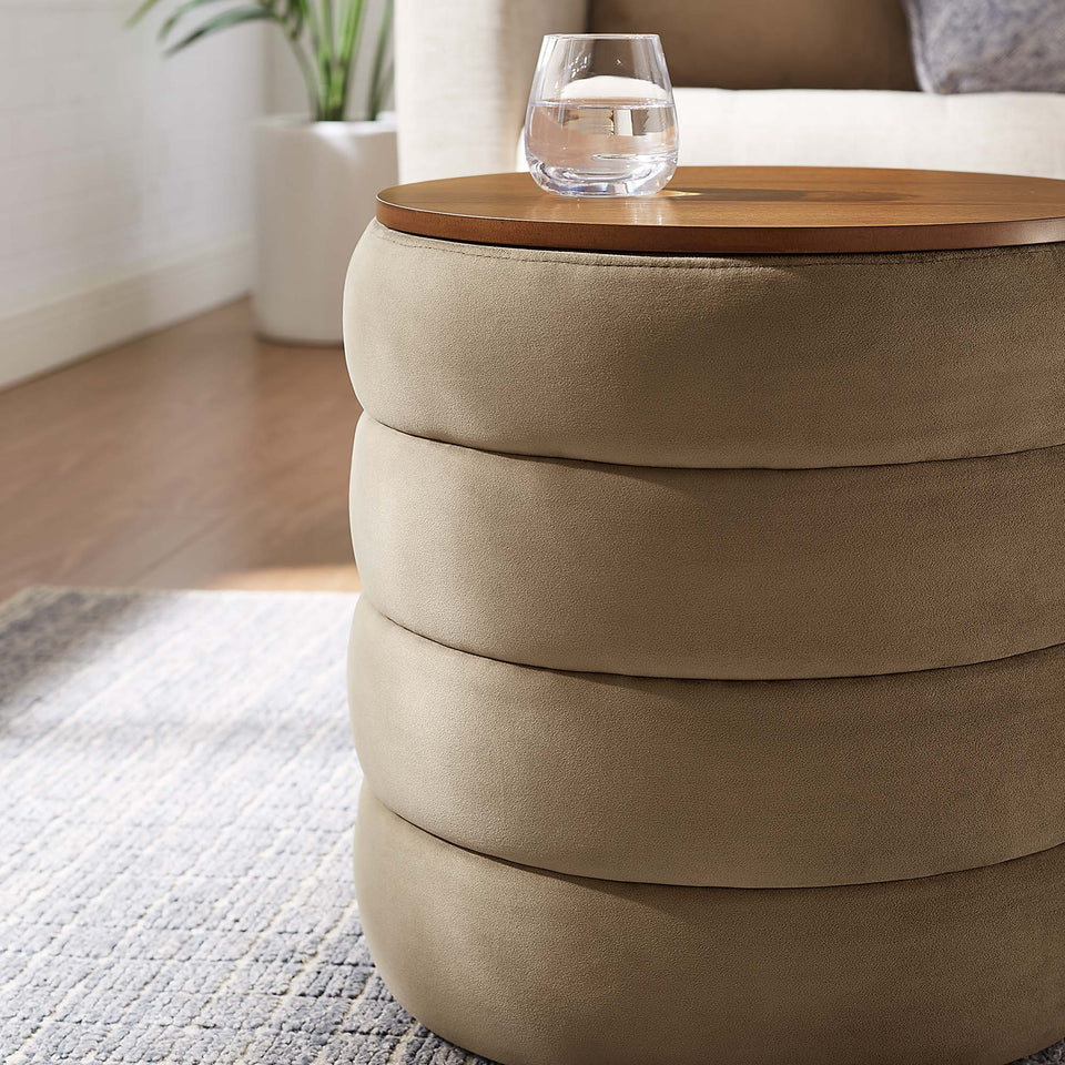 Mezzo Round Performance Velvet Storage Ottoman by Modway