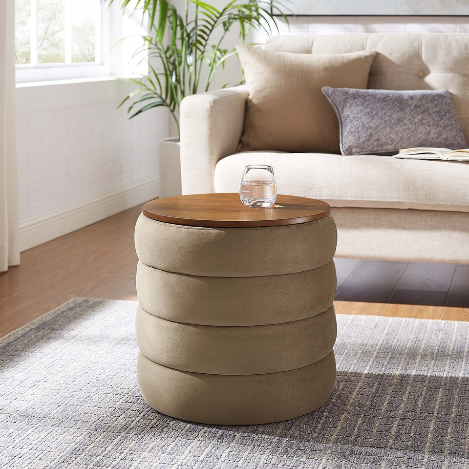 Mezzo Round Performance Velvet Storage Ottoman by Modway