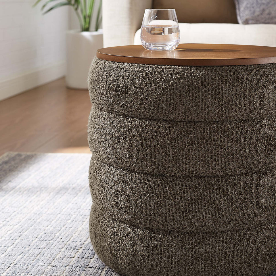 Mezzo Round Boucle Fabric Storage Ottoman by Modway