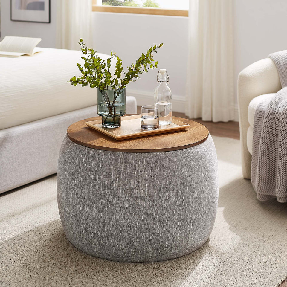 Perla Woven Heathered Fabric Upholstered Storage Ottoman by Modway