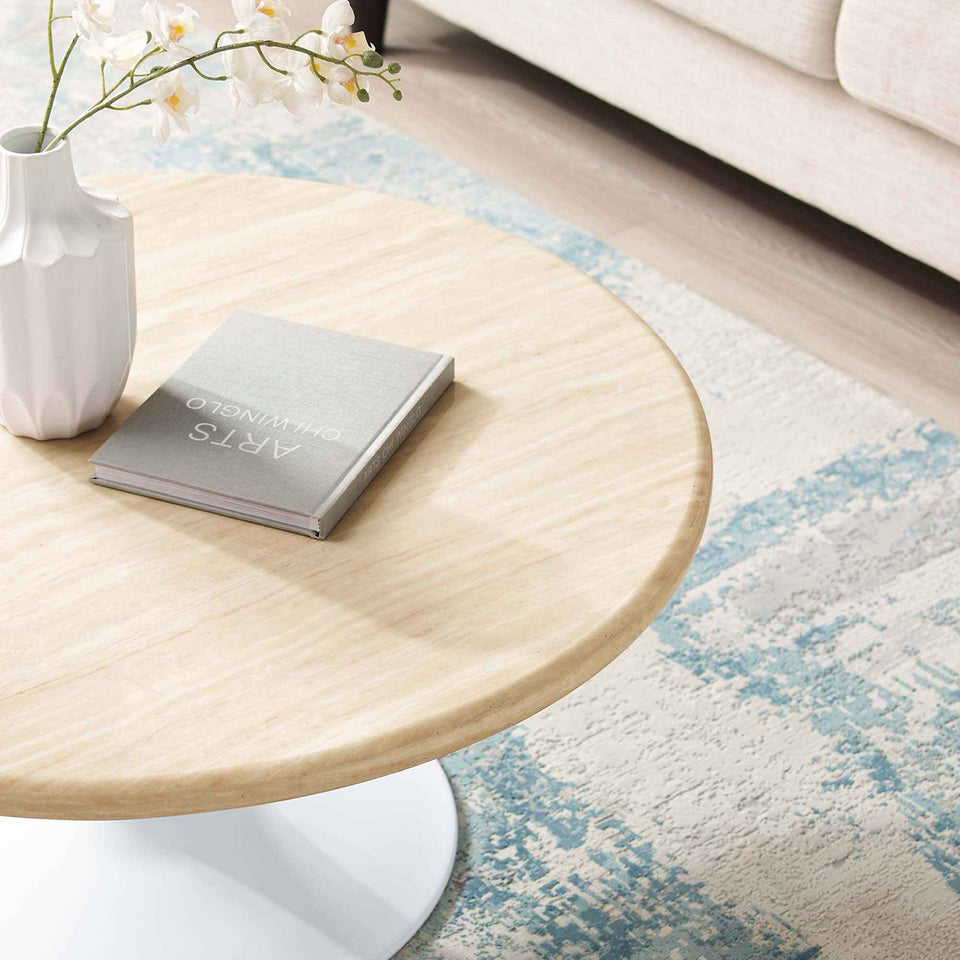 Lippa 36" Round Faux Travertine Coffee Table by Modway