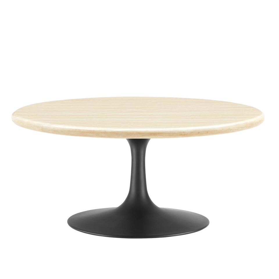 Lippa 36" Round Faux Travertine Coffee Table by Modway