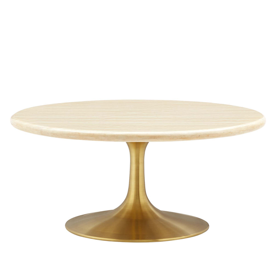 Lippa 36" Round Faux Travertine Coffee Table by Modway